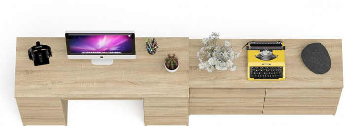 Мори компьютерный стол МС-2 + Комод МК1200.6, дуб сонома