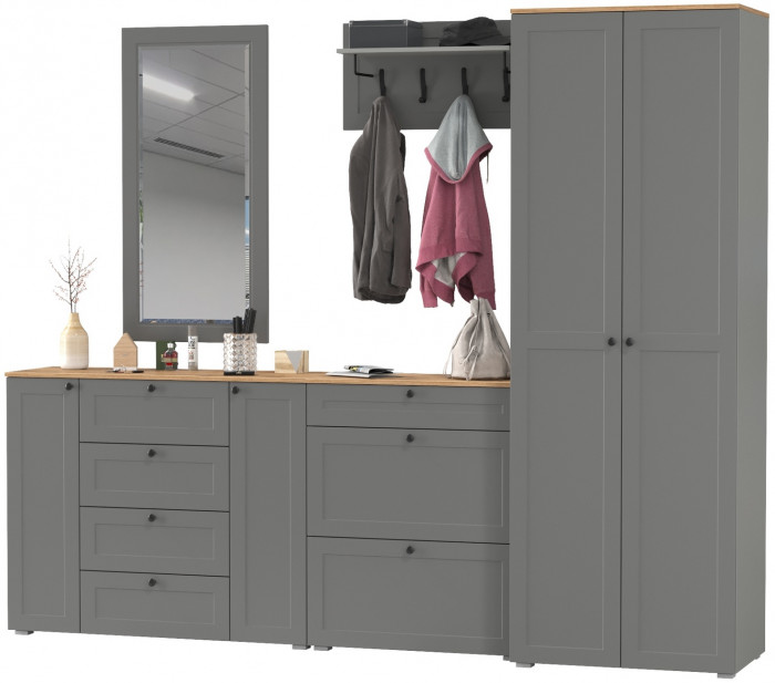 Остин Прихожая 59, серый графит/дуб крафт золотой