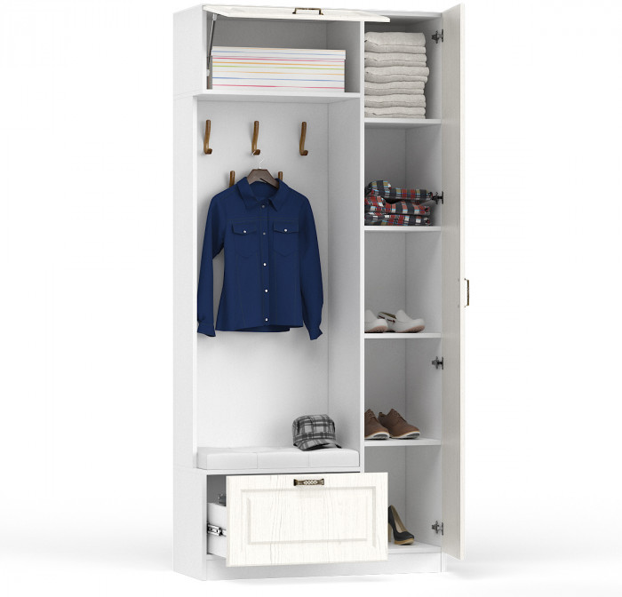 Ливерпуль Шкаф многоцелевого назначения 13.21, ясень ваниль/белый