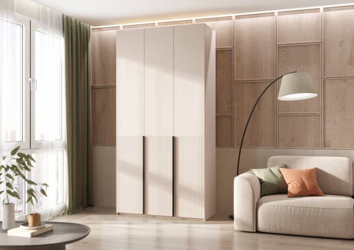 Марвэл Шкаф 3-х створчатый 1200, с доп.ящиками Кашемир, Кашемир