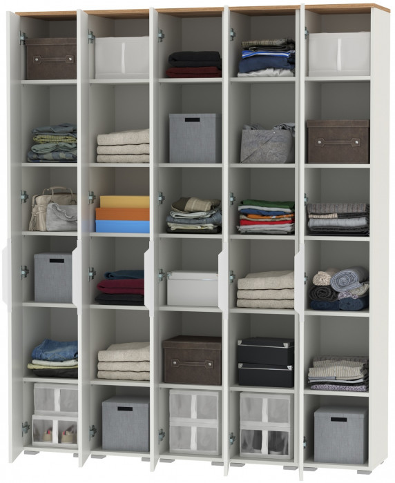 Октава Набор шкафов 46, белый шагрень/дуб крафт золотой/фасады МДФ белый шагрень