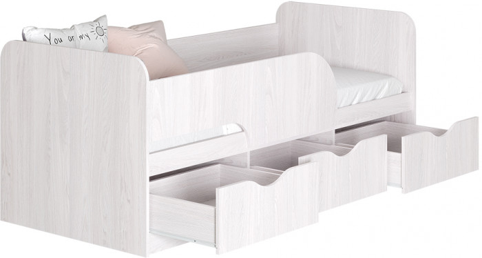 Кровать детская Стандарт КР-22, Ясень белый