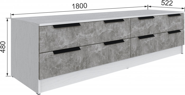 Тумба ТВ Мадрид №1 (1,8), Белый/Ателье светлое