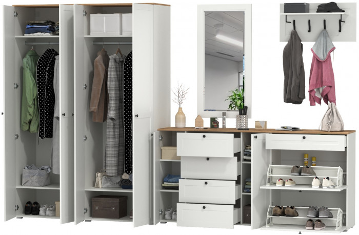 Остин Прихожая 60, белый шагрень/дуб крафт золотой