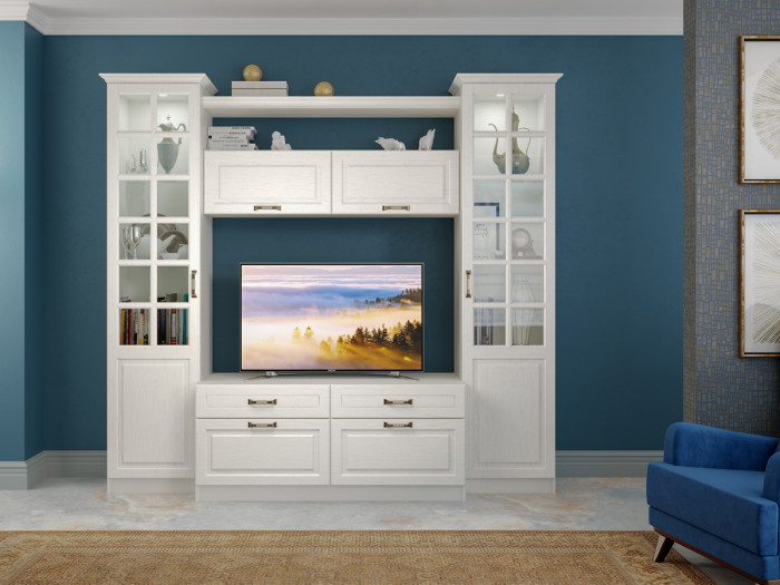 Ливерпуль Шкаф навесной, ясень ваниль/белый