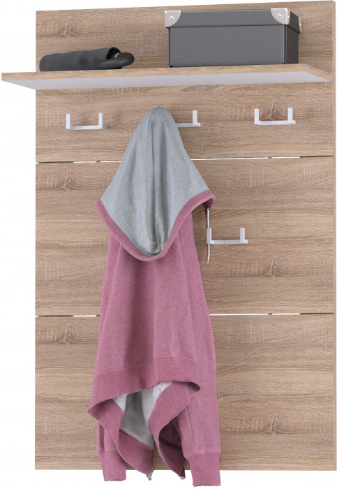 Куба Прихожая 19, цвет дуб сонома/белый премиум, ШхГхВ 105х38,3х210,6 см., универсальная сборка