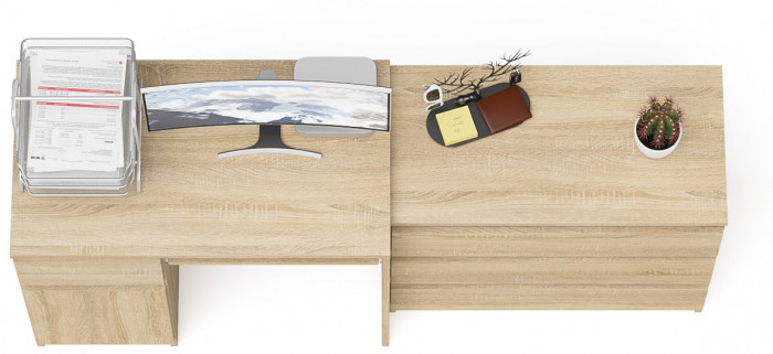 Мори компьютерный стол МС-1 левый + Комод МК800.1, дуб сонома