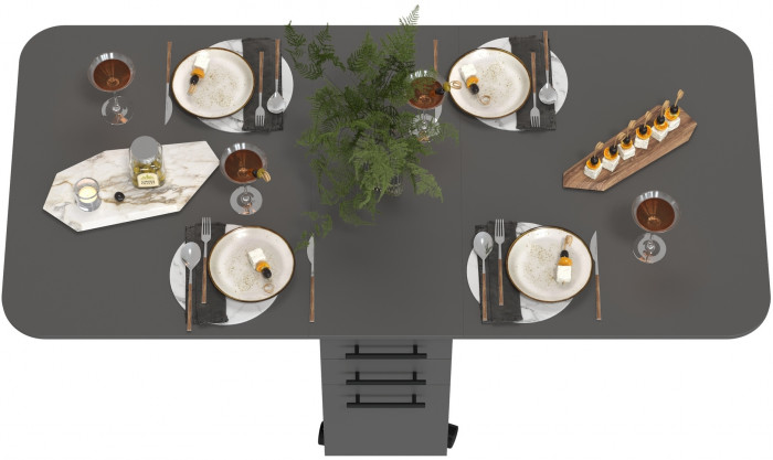 Стол-книжка с ящиками 1-6702граф, цвет графит, ШхГхВ 38х80х74 см. сложенный, разложенный два размера: 103/167х80х74 см.