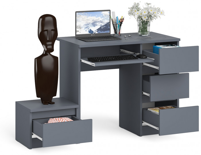 Мори компьютерный стол МС-6 правый + Тумба ТМП400.1, графит