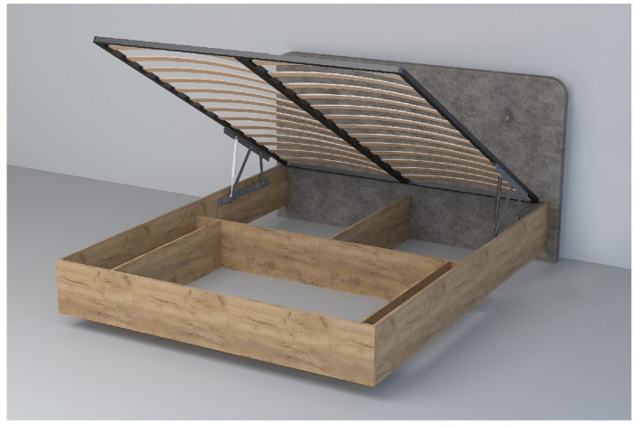 Кровать 1,6 арт.031 (Пуговицы) ПМ (Бетон Светлый/Стальной Серый)