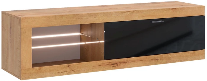 Прага Модульная Гостиная, вариант №4, Дуб Вотан/Черный глянец