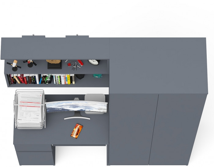 Мори компьютерный стол МС-1 левый + Шкаф МШ800.1 + Полка 900, графит