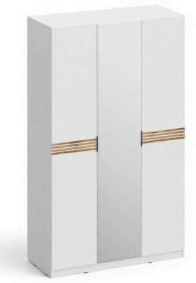 Шкаф 3-х створчатый с зеркалом ШК-4102, Белый/Профиль МДФ Дуб вотан