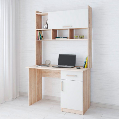 Стол компьютерный Квартет-10 (1880*1118*600) Дуб Сонома, Белый