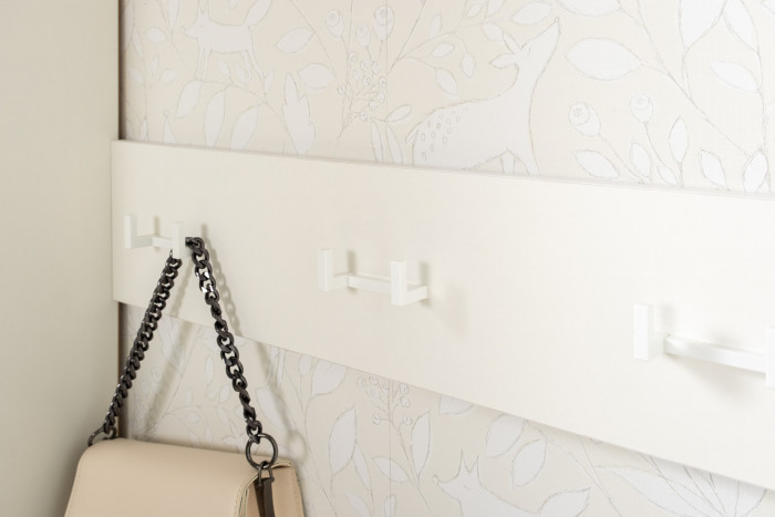 Октава Прихожая 32, цвет белый шагрень/дуб крафт золотой/фасады МДФ белый шагрень, ШхГхВ 194,2х35,4х197,6 см., универсальная сборка