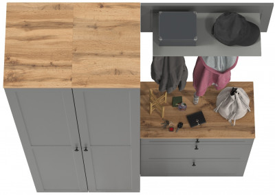 Остин Прихожая 35, цвет серый графит/дуб крафт золотой, ШхГхВ 160х54,3х229,6 см., универсальная сборка