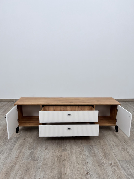 Тумба ТВ Парус-10 дуб крафт золотой/карбон латте