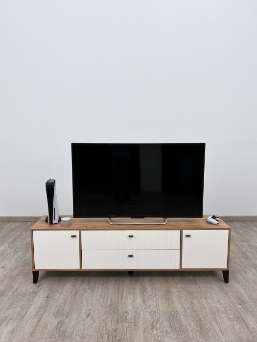 Тумба ТВ Парус-10 дуб крафт золотой/карбон латте