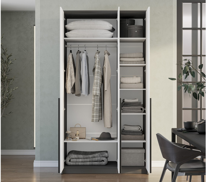 Шкаф трехстворчатый Шарм ШК-10, Графит, Белый