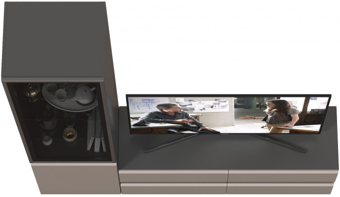 Сидней Комплектация № 009, цвет корпус: антрацит/фасады: МДФ веллюто капучино, ШхГхВ 179,9х41,3х205,2 см., ниша для ТВ 129х41х100 см., универс. сборка