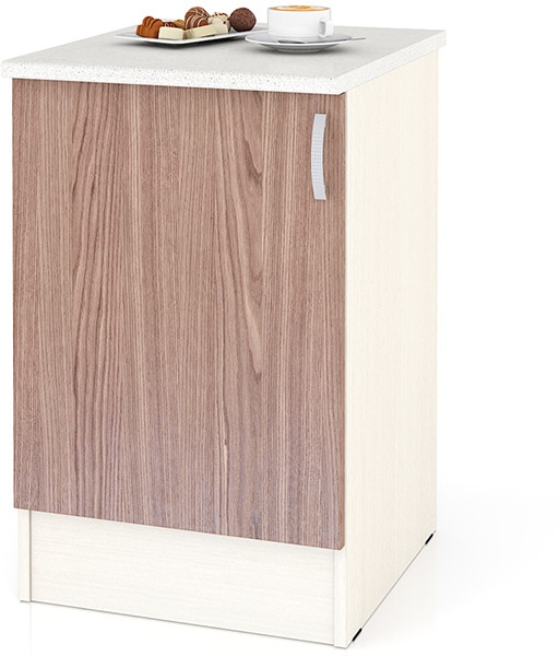 Кухня Мери ШН500 Стол 50 см., цвет дуб/ясень шимо тёмный, ШхГхВ 50х60х85 см., универсальная дверь (столешница № 130 сахара белая)