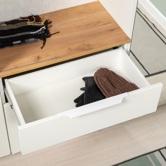 Октава Прихожая 30, белый шагрень/дуб крафт золотой/фасады МДФ белый шагрень