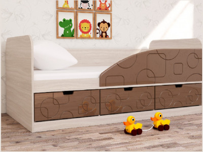 Кровать Бриз-4 80х160 Квадрат (Ясень шимо светлый/Шоколад/Квадрат)