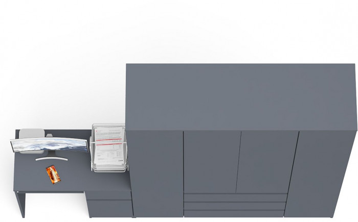 Мори компьютерный стол МС-1 правый + Шкаф МШ1600.1, графит