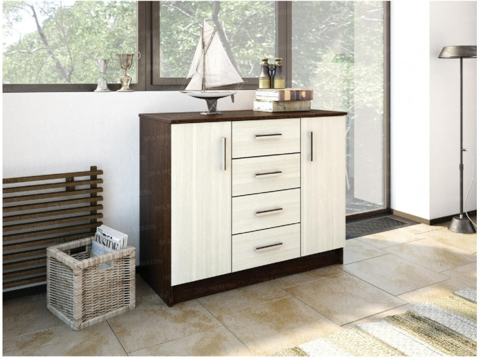 Комод К1000-2Д (Ясень шимо темный / светлый)