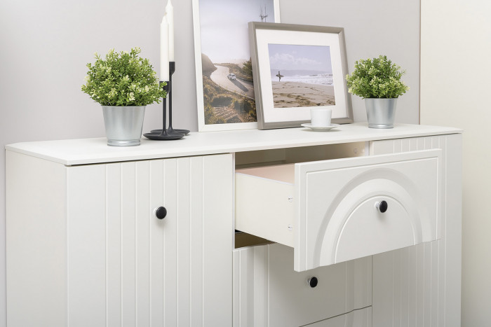 Валенсия Гостиная № 114, ЛДСП белый шагрень/МДФ белый шагрень