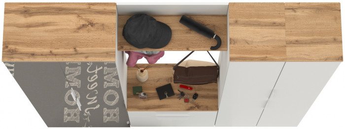 Октава Прихожая 31, белый шагрень/дуб крафт золотой/фасады МДФ белый шагрень