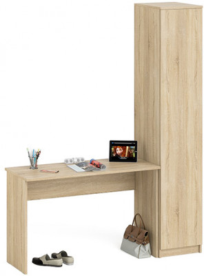 Мори Стол письменный МСП1200.1 + Пенал МШ400.1, цвет дуб сонома, ШхГхВ 160,8х50,4х209,6 см., универсальная сборка