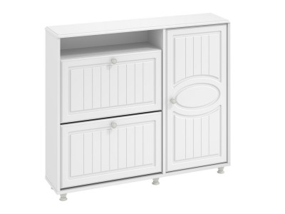 Тумба под обувь 2-х секционная с дверью Монако МН-24 белое дерево