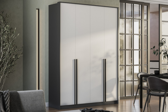 Шкаф четырехстворчатый Шарм ШК-15, Графит, Белый