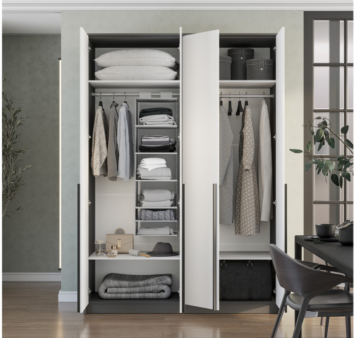 Шкаф четырехстворчатый Шарм ШК-15, Графит, Белый