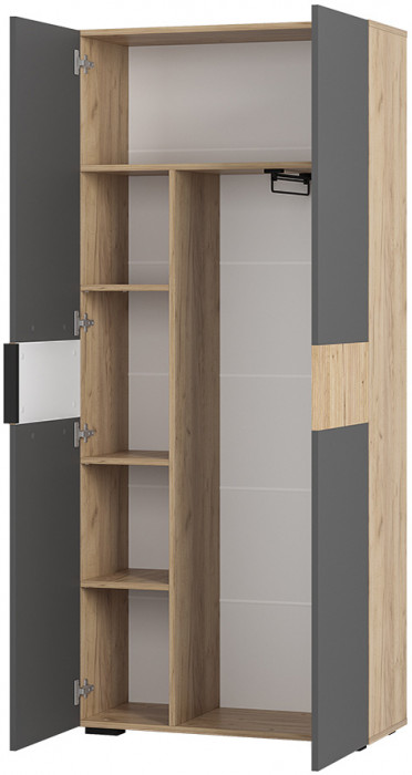 Шкаф 2-х створчатый "Сандра" ШК-04 Крафт/Графит/Тортуга (М27)