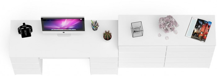 Мори компьютерный стол МС-2 + Комод МК1200.8, белый