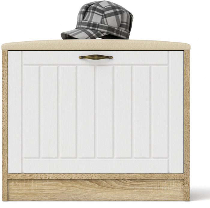 Прихожая П-6 Тумба, дуб сонома/фасады МДФ белое дерево фрезеровка прованс