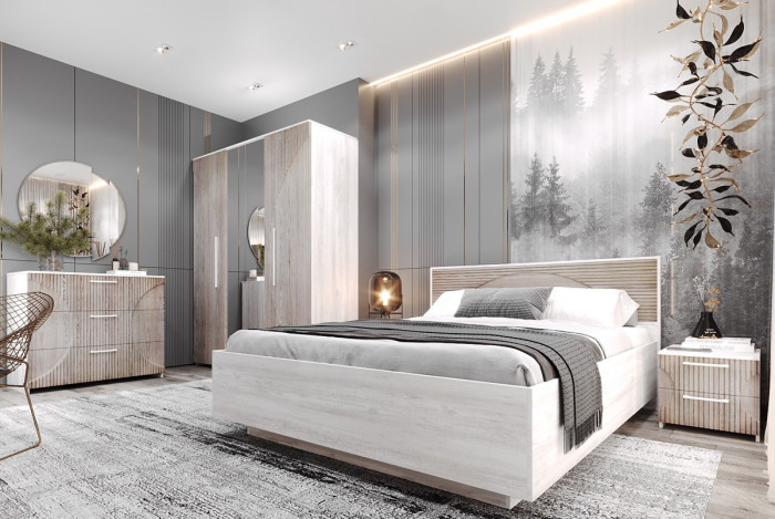 Модульная спальня "Монтале" - Бетон пайн светлый/Астана роузвуд