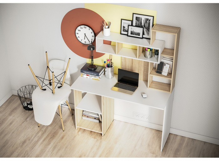 Стол компьютерный Олимп, дуб сонома/белый