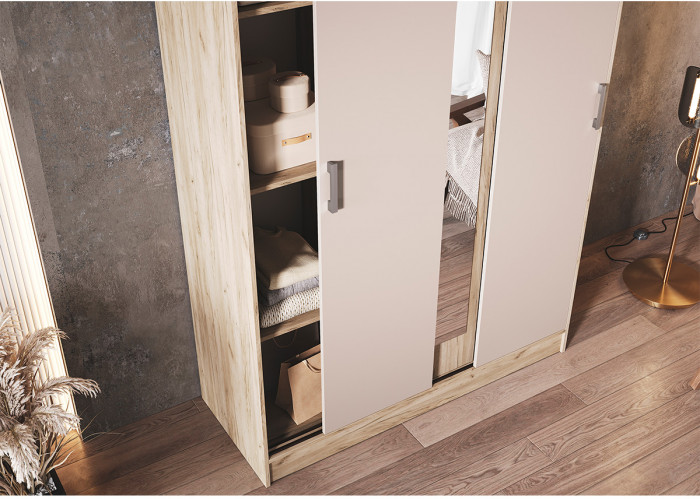 Шкаф-купе Бася, Крафт серый/Кашемир