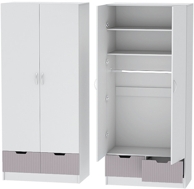 Детская комната Бриз МДФ, набор 6, Белый/Ирис (Полосы)