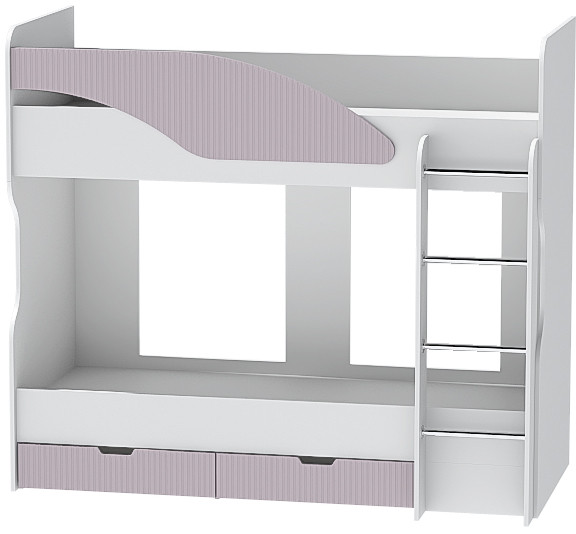 Детская комната Бриз МДФ, набор 6, Белый/Ирис (Полосы)