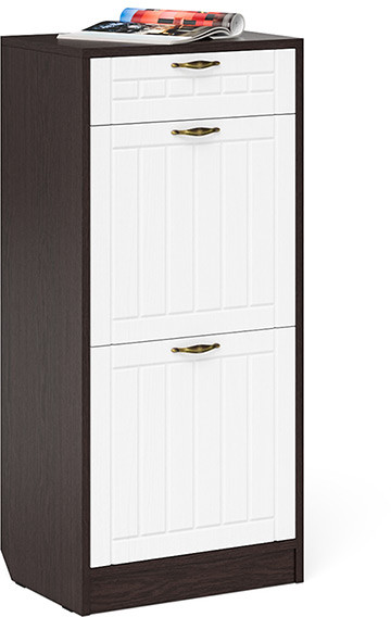 Прихожая П-6 Тумба для обуви 2 секции, цвет венге/фасады МДФ белое дерево фрезеровка прованс, ШхГхВ 50х35х108,3 см.