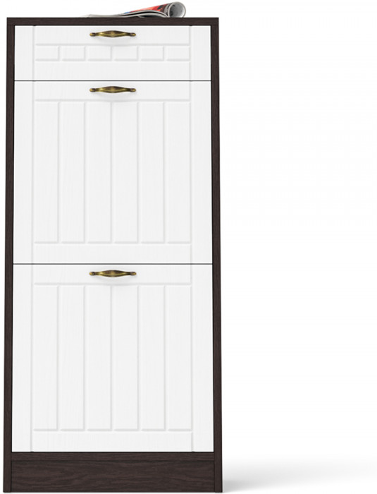 Прихожая П-6 Тумба для обуви 2 секции, цвет венге/фасады МДФ белое дерево фрезеровка прованс, ШхГхВ 50х35х108,3 см.