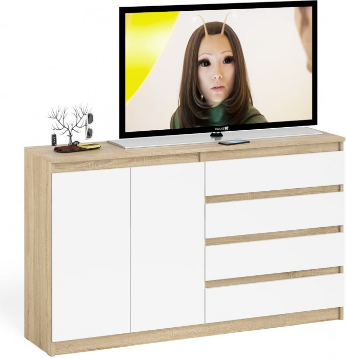 Мори Комод МК1600.1, дуб сонома/белый