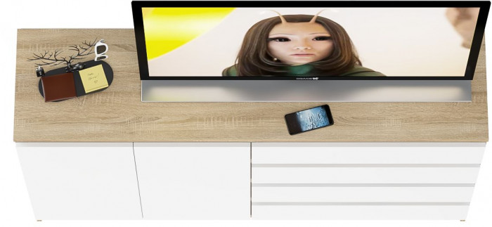 Мори Комод МК1600.1, дуб сонома/белый