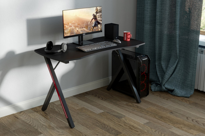 Игровой стол Мебель--24 GT-2310, цвет чёрный, ШхГхВ 120х60х73 см., столешница МДФ 15 мм.(регулировка высоты: 72,5 - 73,5 см.), макс. нагрузка 100 кг.