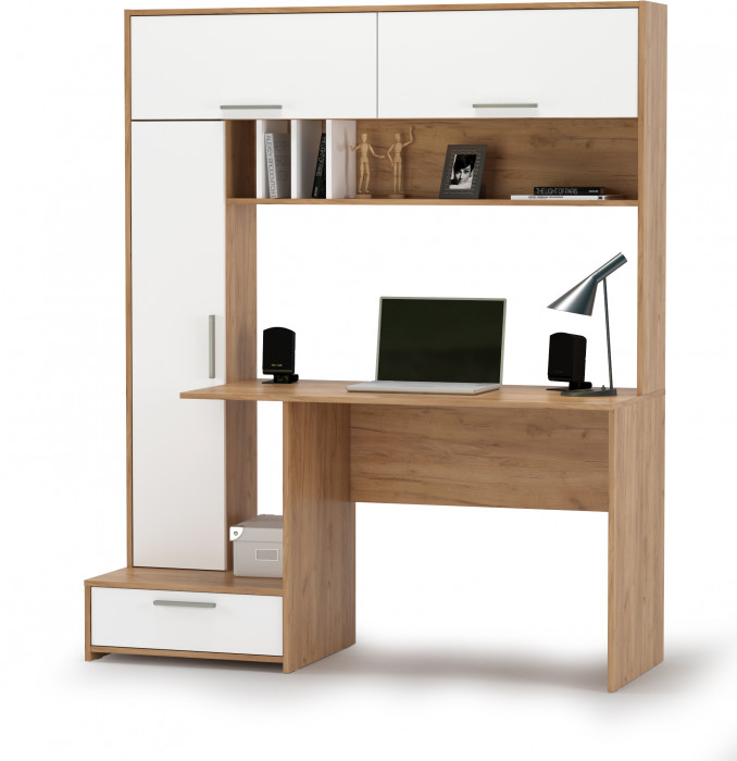 Лайт письменный стол 03.243Н, дуб крафт золотой/белый премиум