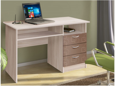 Бриз МДФ Стол письменный (Квадрат/Ясень шимо светлый/Шоколад)